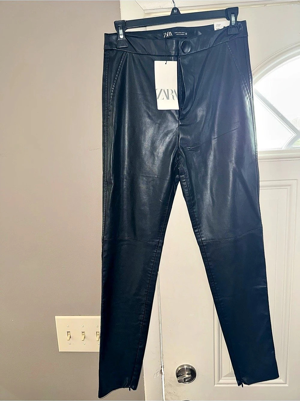 Zara Faux Leather Legging with Ankle Zips Black Medium